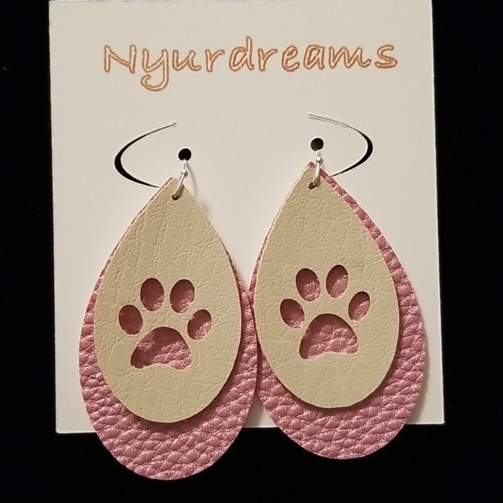 Paw Print Teardrop‎ Earrings